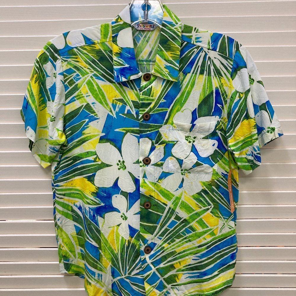 Jams World Kaimana Turq, Lil People Rayon Button Shirt, Kid’s Small